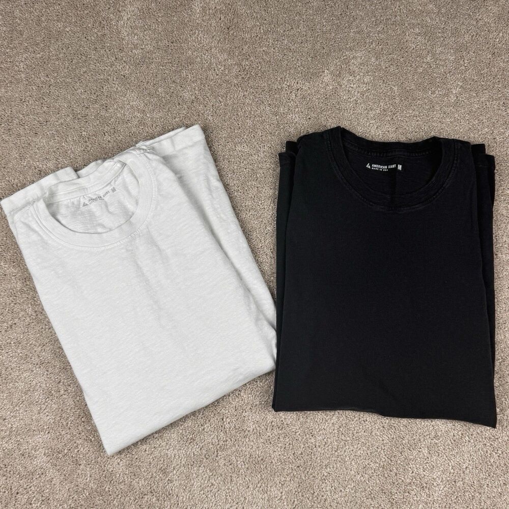 LOT OF 2 American Giant Premium Slub Crew Neck T Shirt Men’s Medium USA Made Tee